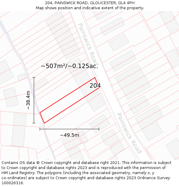 204, PAINSWICK ROAD, GLOUCESTER, GL4 4PH: Plot and title map