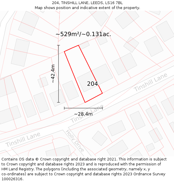 204, TINSHILL LANE, LEEDS, LS16 7BL: Plot and title map