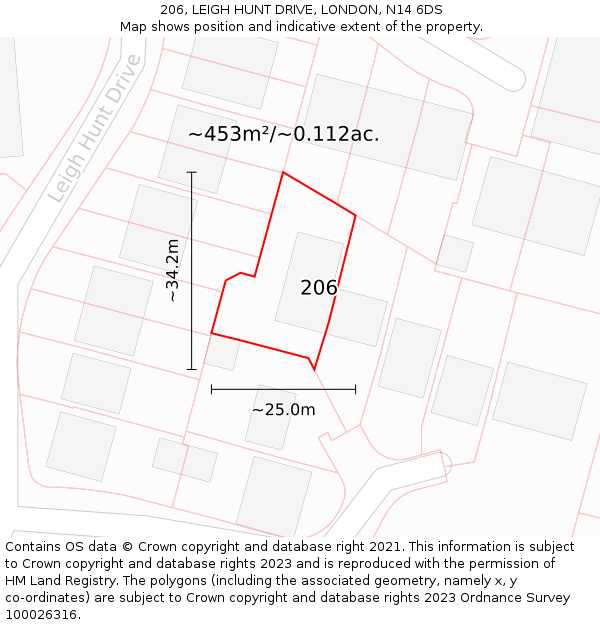 206, LEIGH HUNT DRIVE, LONDON, N14 6DS: Plot and title map