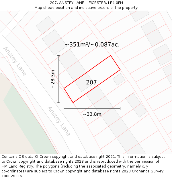 207, ANSTEY LANE, LEICESTER, LE4 0FH: Plot and title map