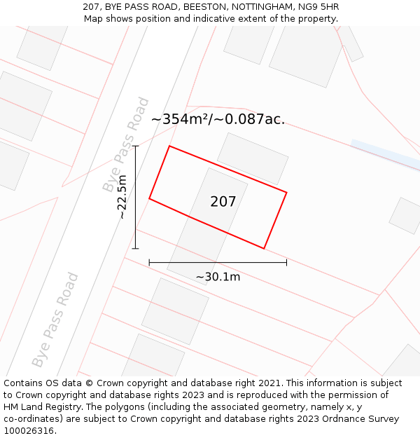 207, BYE PASS ROAD, BEESTON, NOTTINGHAM, NG9 5HR: Plot and title map