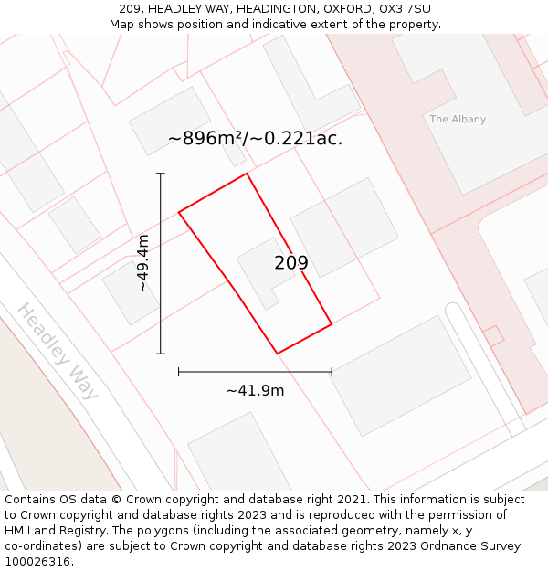 209, HEADLEY WAY, HEADINGTON, OXFORD, OX3 7SU: Plot and title map