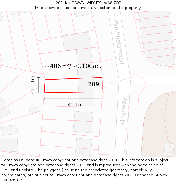 209, KINGSWAY, WIDNES, WA8 7QP: Plot and title map