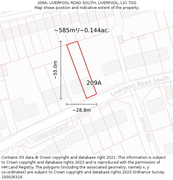 209A, LIVERPOOL ROAD SOUTH, LIVERPOOL, L31 7DG: Plot and title map