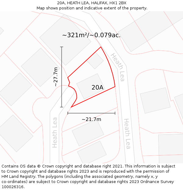 20A, HEATH LEA, HALIFAX, HX1 2BX: Plot and title map