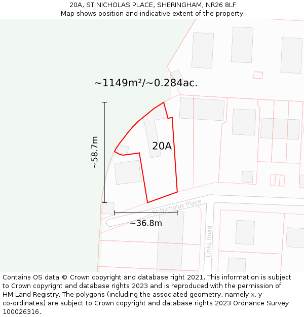 20A, ST NICHOLAS PLACE, SHERINGHAM, NR26 8LF: Plot and title map