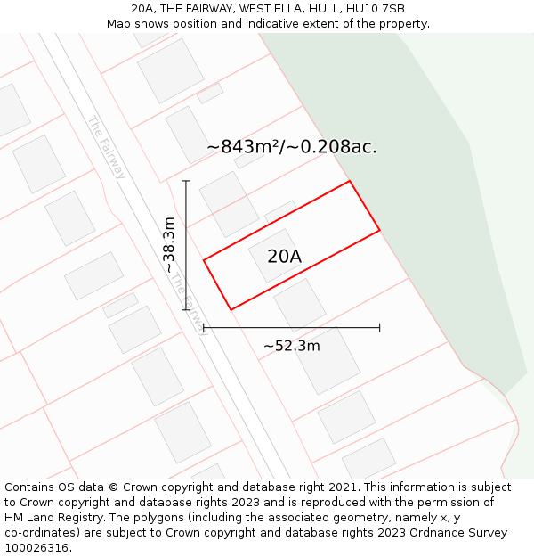 20A, THE FAIRWAY, WEST ELLA, HULL, HU10 7SB: Plot and title map