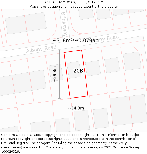 20B, ALBANY ROAD, FLEET, GU51 3LY: Plot and title map