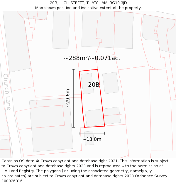 20B, HIGH STREET, THATCHAM, RG19 3JD: Plot and title map