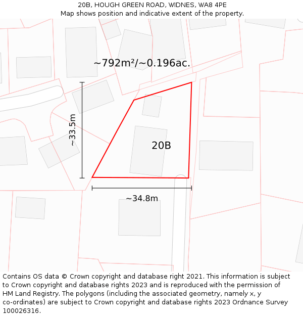 20B, HOUGH GREEN ROAD, WIDNES, WA8 4PE: Plot and title map