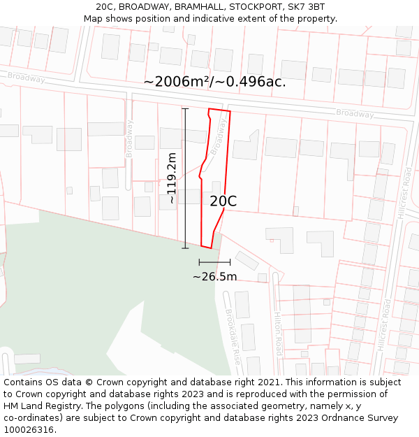 20C, BROADWAY, BRAMHALL, STOCKPORT, SK7 3BT: Plot and title map