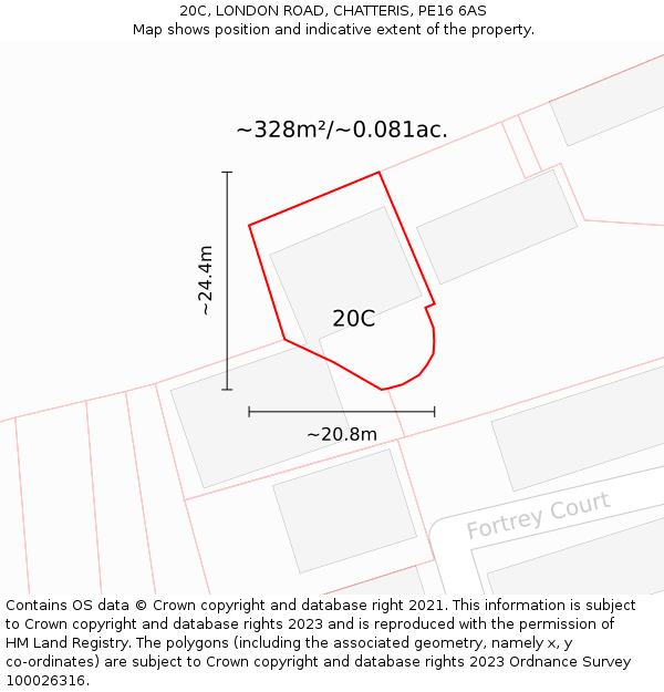 20C, LONDON ROAD, CHATTERIS, PE16 6AS: Plot and title map