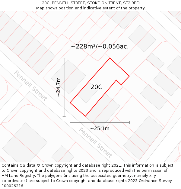 20C, PENNELL STREET, STOKE-ON-TRENT, ST2 9BD: Plot and title map