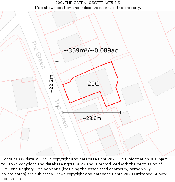 20C, THE GREEN, OSSETT, WF5 8JS: Plot and title map