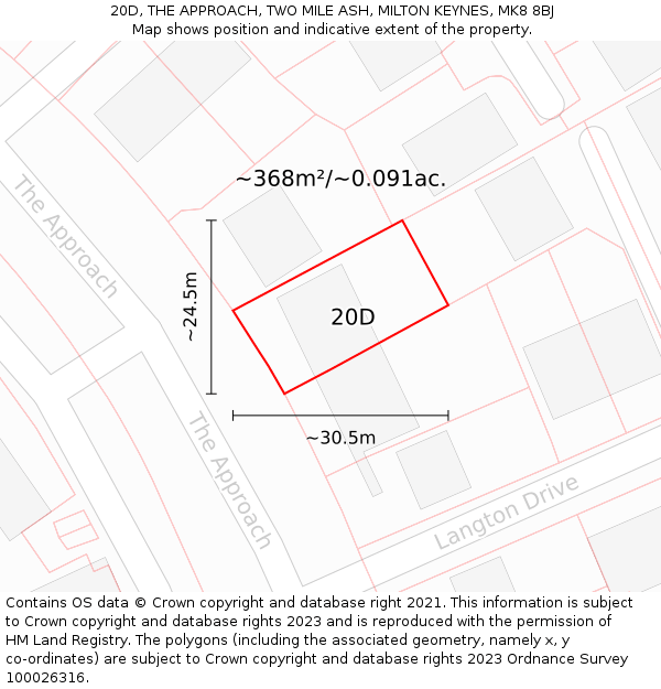 20D, THE APPROACH, TWO MILE ASH, MILTON KEYNES, MK8 8BJ: Plot and title map