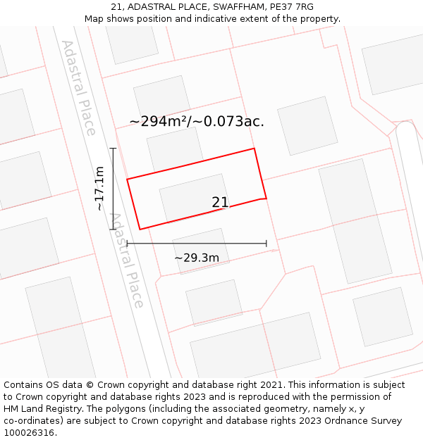 21, ADASTRAL PLACE, SWAFFHAM, PE37 7RG: Plot and title map