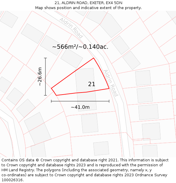 21, ALDRIN ROAD, EXETER, EX4 5DN: Plot and title map