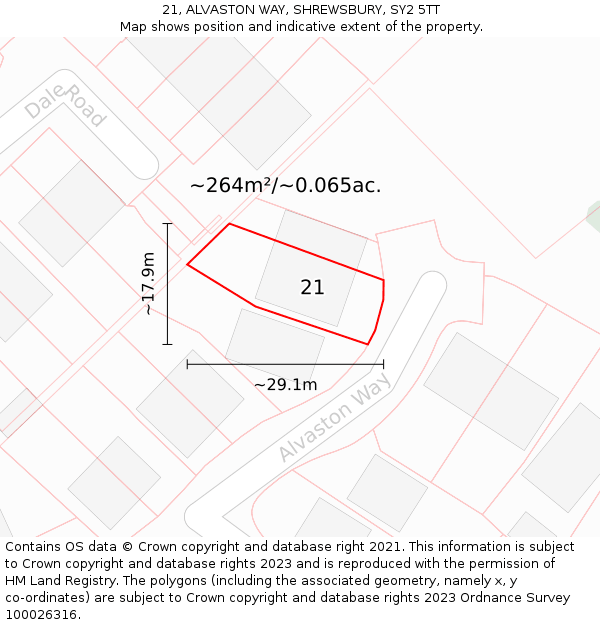 21, ALVASTON WAY, SHREWSBURY, SY2 5TT: Plot and title map