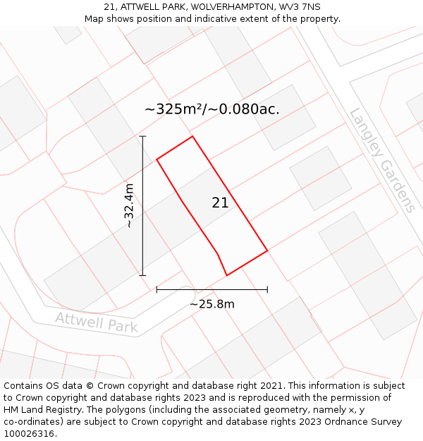 21, ATTWELL PARK, WOLVERHAMPTON, WV3 7NS: Plot and title map