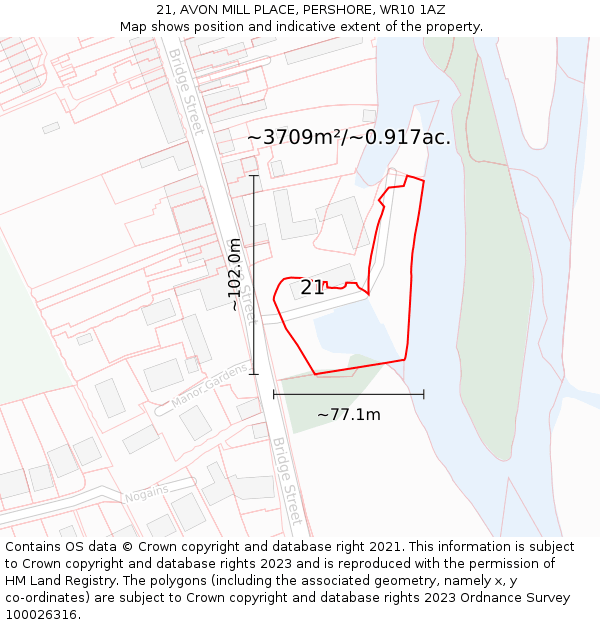 21, AVON MILL PLACE, PERSHORE, WR10 1AZ: Plot and title map