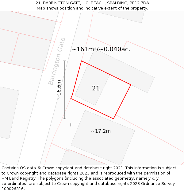 21, BARRINGTON GATE, HOLBEACH, SPALDING, PE12 7DA: Plot and title map