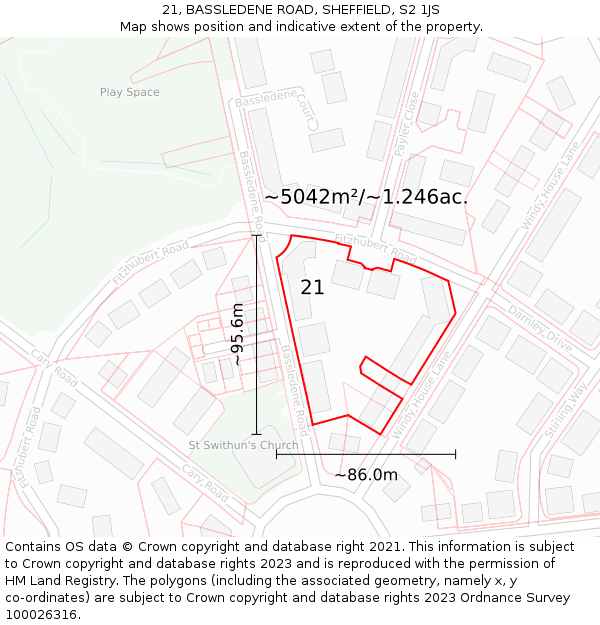 21, BASSLEDENE ROAD, SHEFFIELD, S2 1JS: Plot and title map