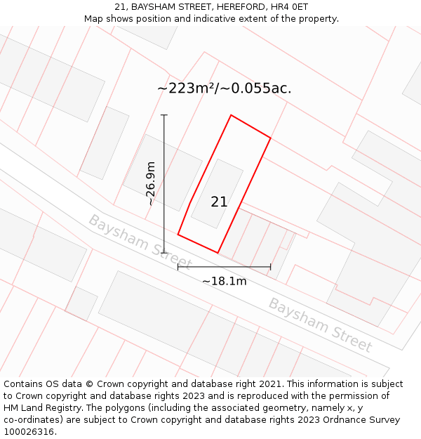 21, BAYSHAM STREET, HEREFORD, HR4 0ET: Plot and title map