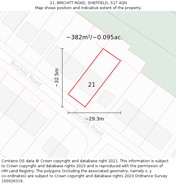 21, BIRCHITT ROAD, SHEFFIELD, S17 4QN: Plot and title map