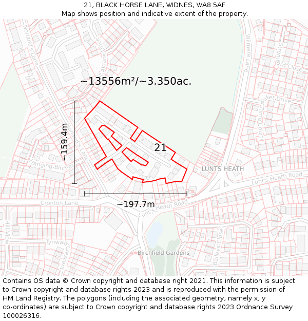 21, BLACK HORSE LANE, WIDNES, WA8 5AF: Plot and title map