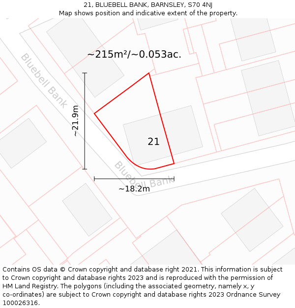 21, BLUEBELL BANK, BARNSLEY, S70 4NJ: Plot and title map