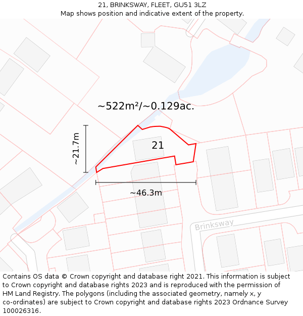 21, BRINKSWAY, FLEET, GU51 3LZ: Plot and title map