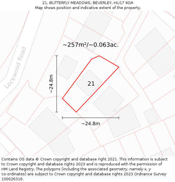 21, BUTTERFLY MEADOWS, BEVERLEY, HU17 9GA: Plot and title map