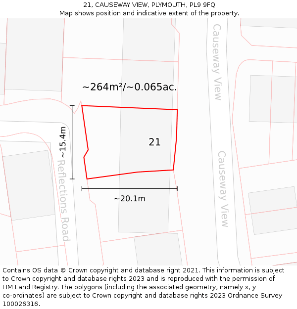 21, CAUSEWAY VIEW, PLYMOUTH, PL9 9FQ: Plot and title map