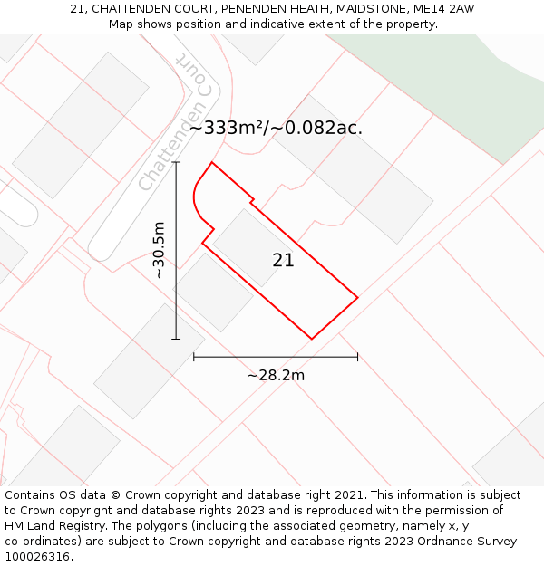 21, CHATTENDEN COURT, PENENDEN HEATH, MAIDSTONE, ME14 2AW: Plot and title map