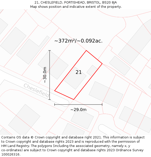 21, CHESLEFIELD, PORTISHEAD, BRISTOL, BS20 8JA: Plot and title map