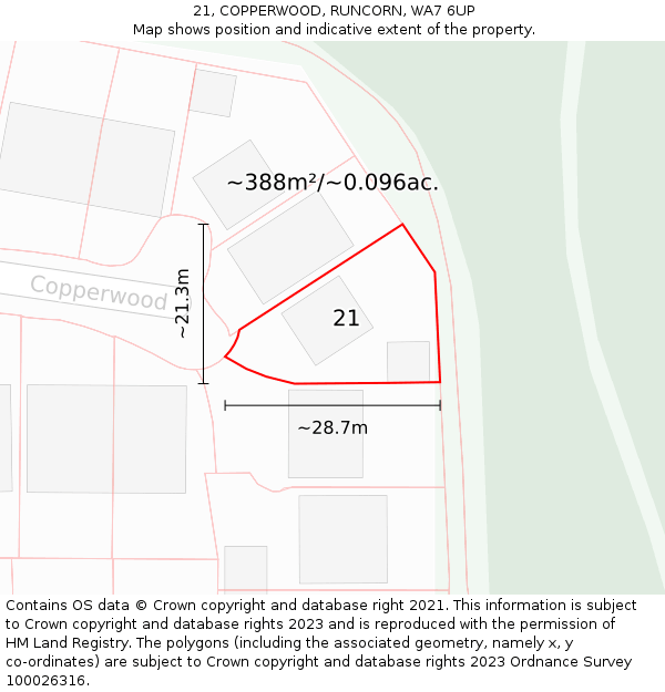 21, COPPERWOOD, RUNCORN, WA7 6UP: Plot and title map