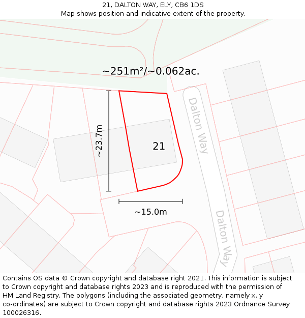 21, DALTON WAY, ELY, CB6 1DS: Plot and title map