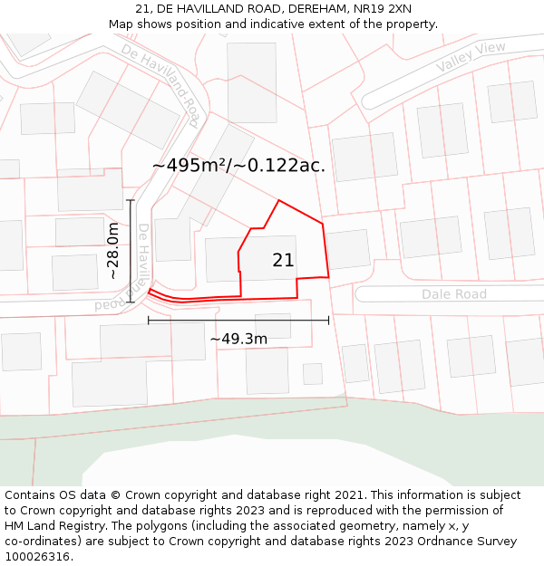 21, DE HAVILLAND ROAD, DEREHAM, NR19 2XN: Plot and title map