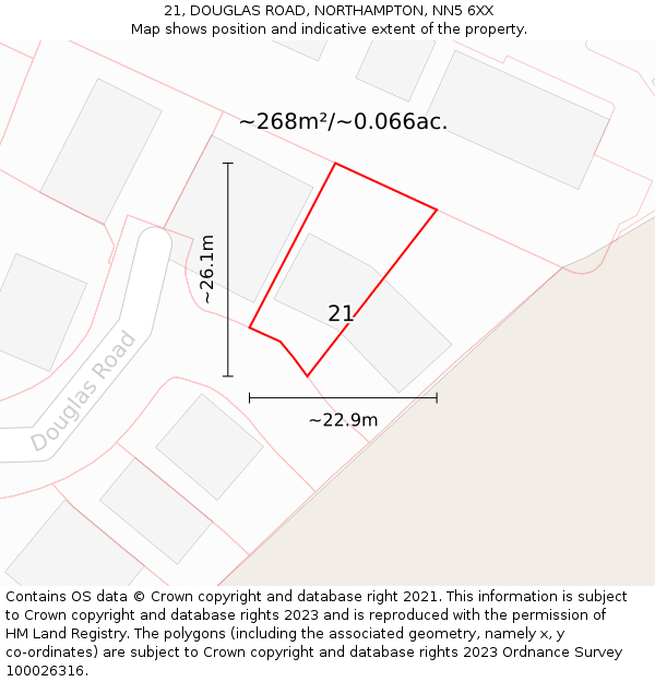 21, DOUGLAS ROAD, NORTHAMPTON, NN5 6XX: Plot and title map