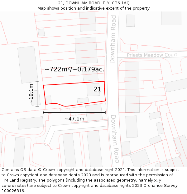 21, DOWNHAM ROAD, ELY, CB6 1AQ: Plot and title map