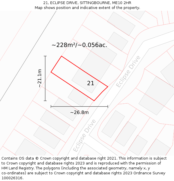 21, ECLIPSE DRIVE, SITTINGBOURNE, ME10 2HR: Plot and title map