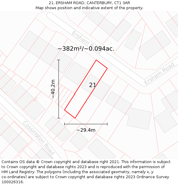 21, ERSHAM ROAD, CANTERBURY, CT1 3AR: Plot and title map