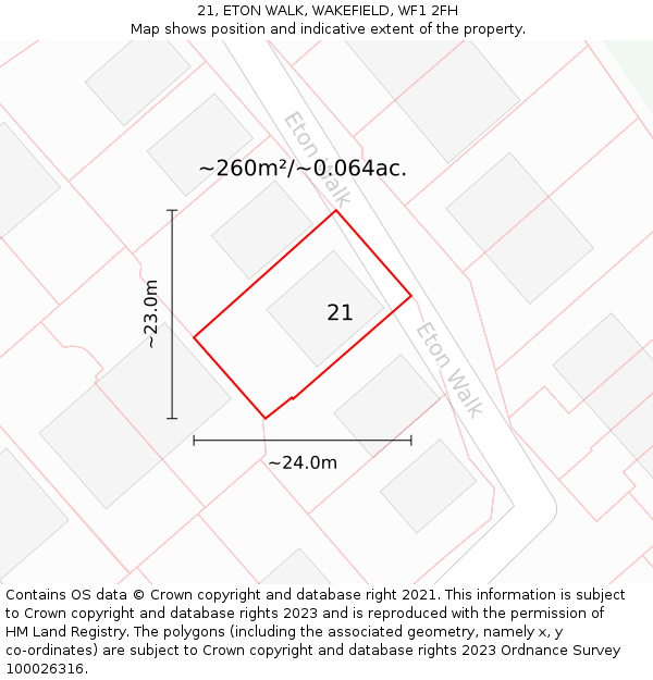 21, ETON WALK, WAKEFIELD, WF1 2FH: Plot and title map