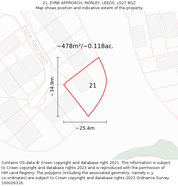 21, EYRIE APPROACH, MORLEY, LEEDS, LS27 8GZ: Plot and title map