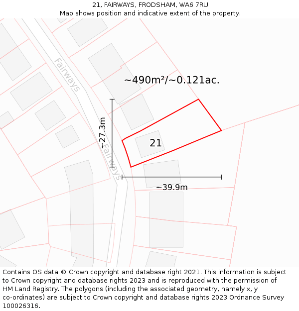 21, FAIRWAYS, FRODSHAM, WA6 7RU: Plot and title map