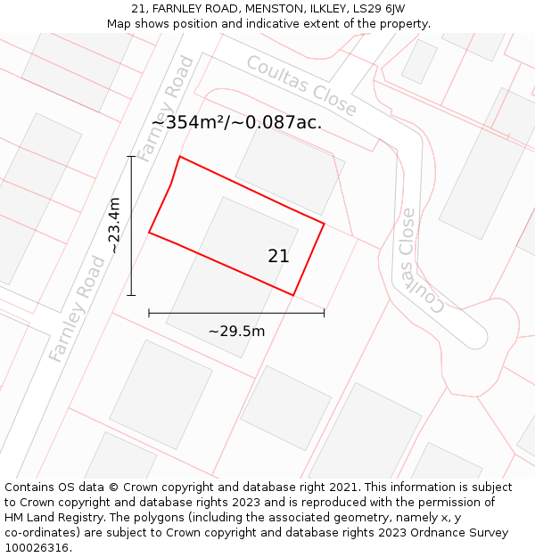 21, FARNLEY ROAD, MENSTON, ILKLEY, LS29 6JW: Plot and title map