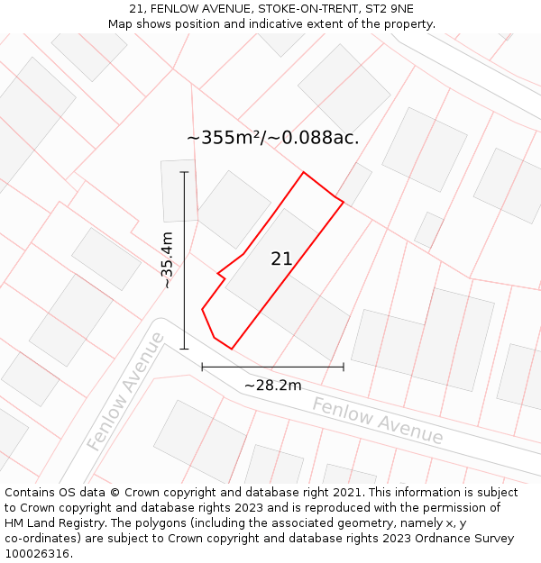 21, FENLOW AVENUE, STOKE-ON-TRENT, ST2 9NE: Plot and title map