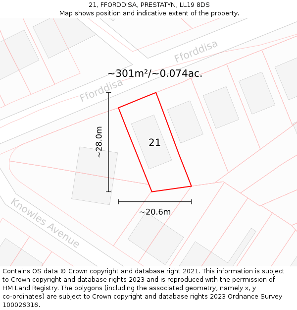 21, FFORDDISA, PRESTATYN, LL19 8DS: Plot and title map