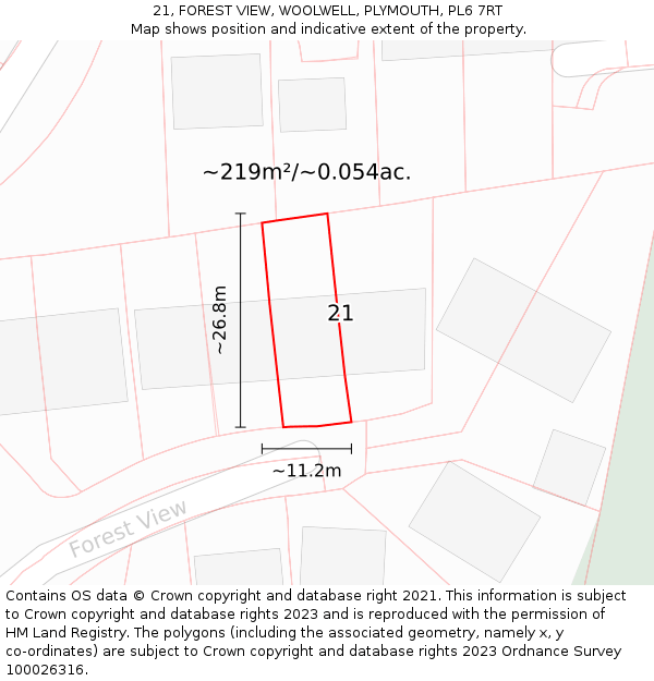 21, FOREST VIEW, WOOLWELL, PLYMOUTH, PL6 7RT: Plot and title map