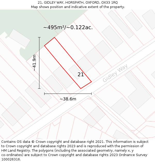 21, GIDLEY WAY, HORSPATH, OXFORD, OX33 1RQ: Plot and title map